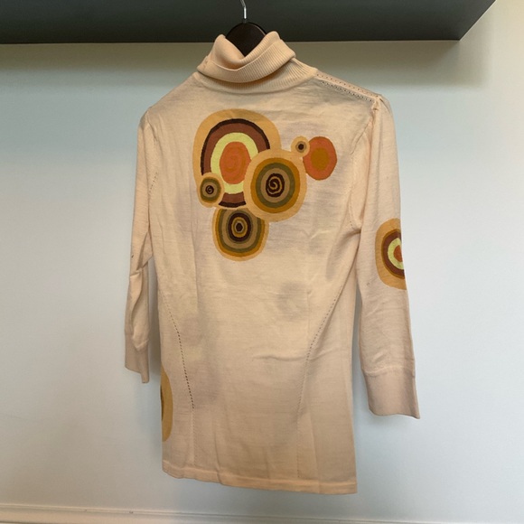 Catherine Malandrino 100% Merino Wool 3/4 Sleeve Light Yellow Turtleneck Sweater - Picture 2 of 2